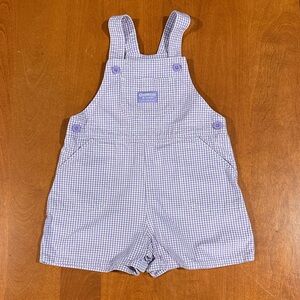 OshKosh B'Gosh Lavender Gingham Short Overalls Y2K era 18 months Easter
